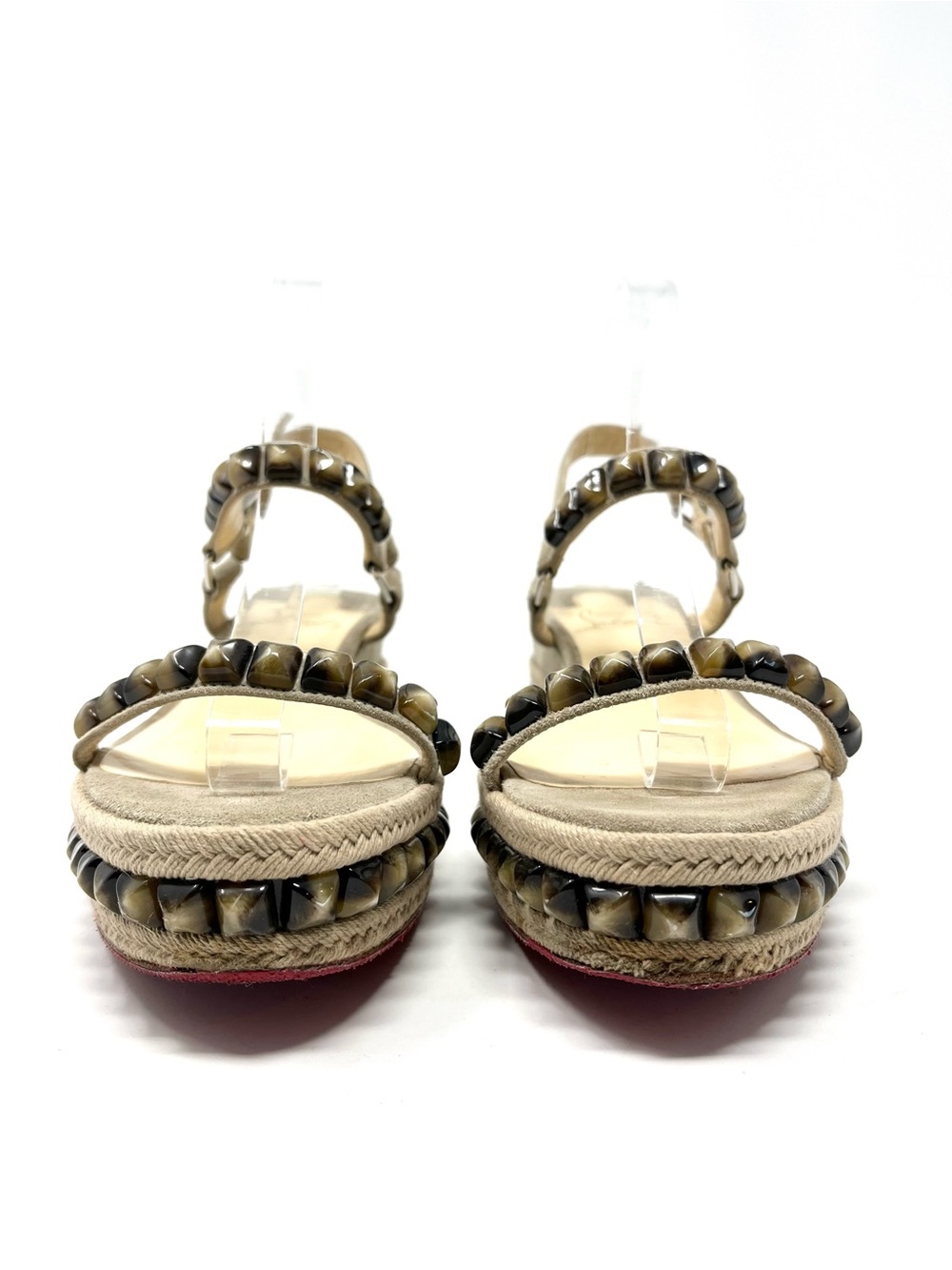 Christian Louboutin Pyraclou 60 Spike Studded Platform Sandals Beige Brown 40 10 - Picture 5 of 10
